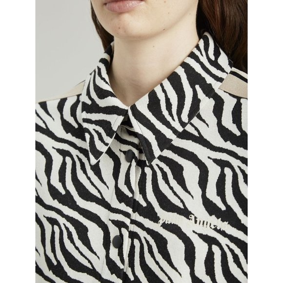 Palm Angels Shirt Womens Black White Zebra Stretch Woven Sz S - Picture 5 of 12